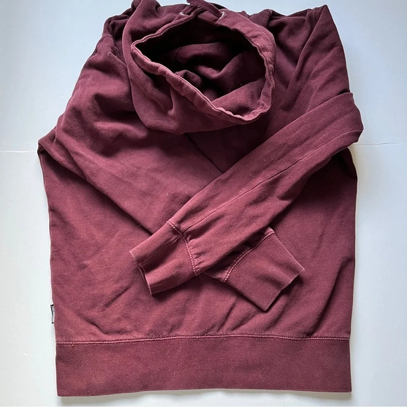 American Eagle AEO Super Soft Slub Hoodie T-Shirt Burgundy Comfy Sweatshirt Sz S - Picture 16 of 16